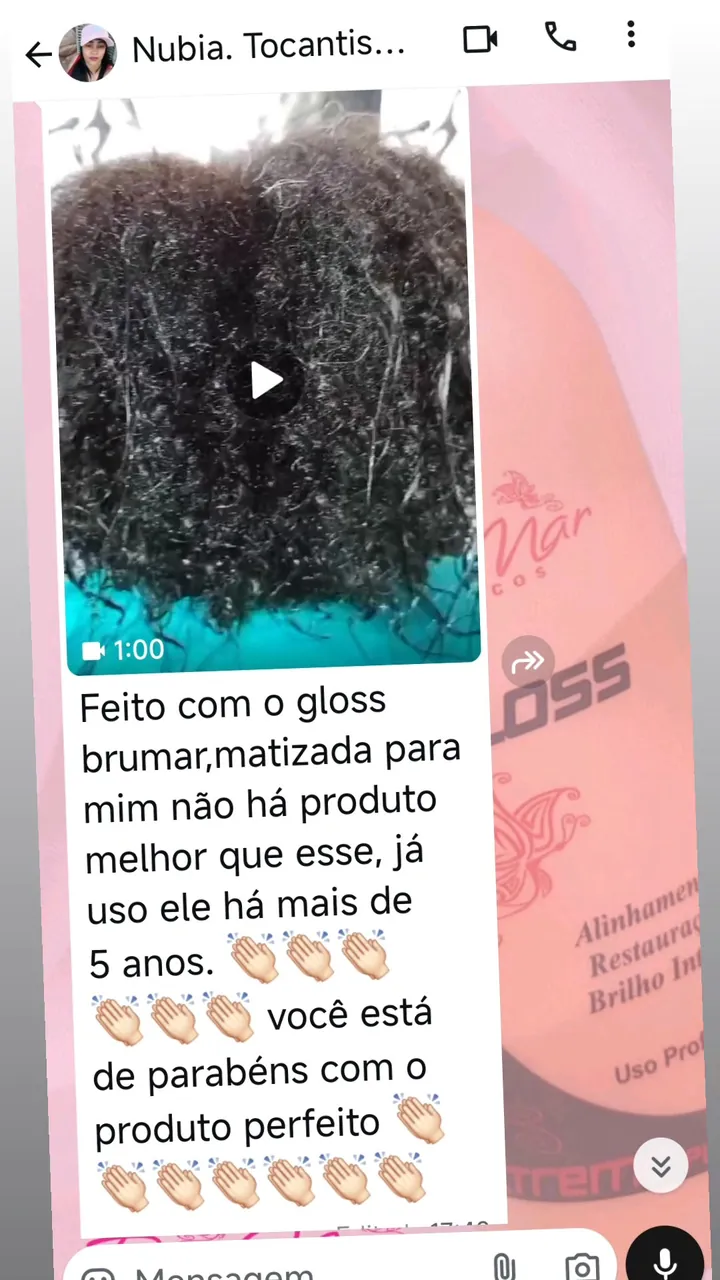 Comentário de cliente sobre o Gloss Brumar