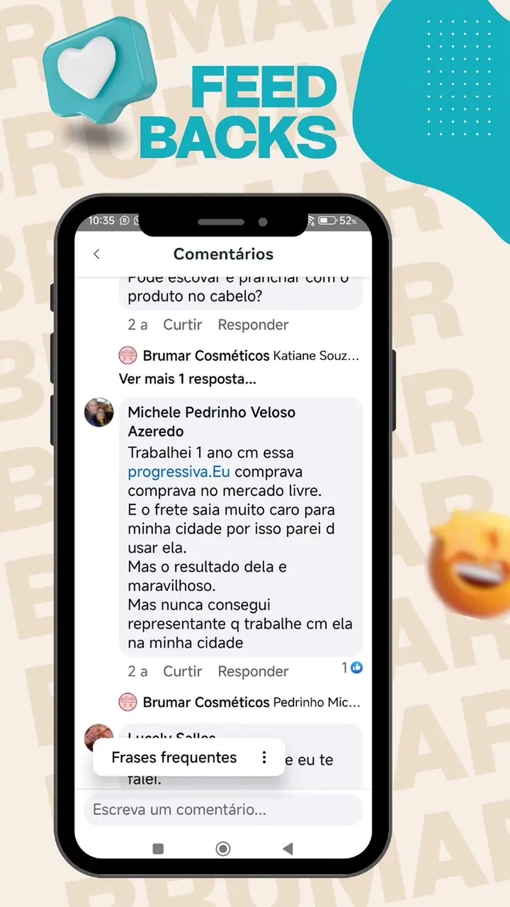 Comentário de cliente sobre o Gloss Brumar