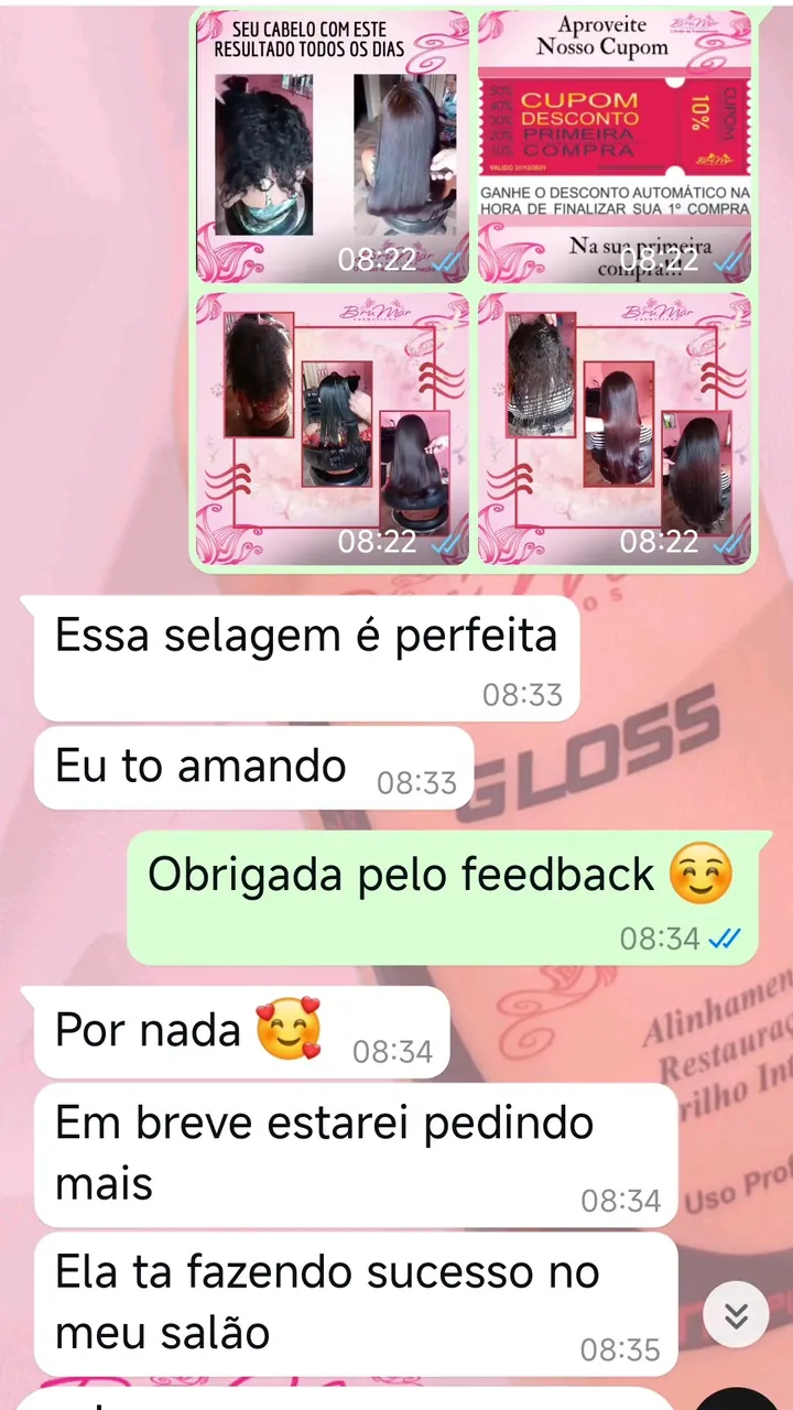 Comentário de cliente sobre o Gloss Brumar